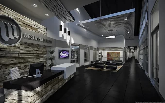Westland Bunker interior lobby with WESTLAND BUNKER signage