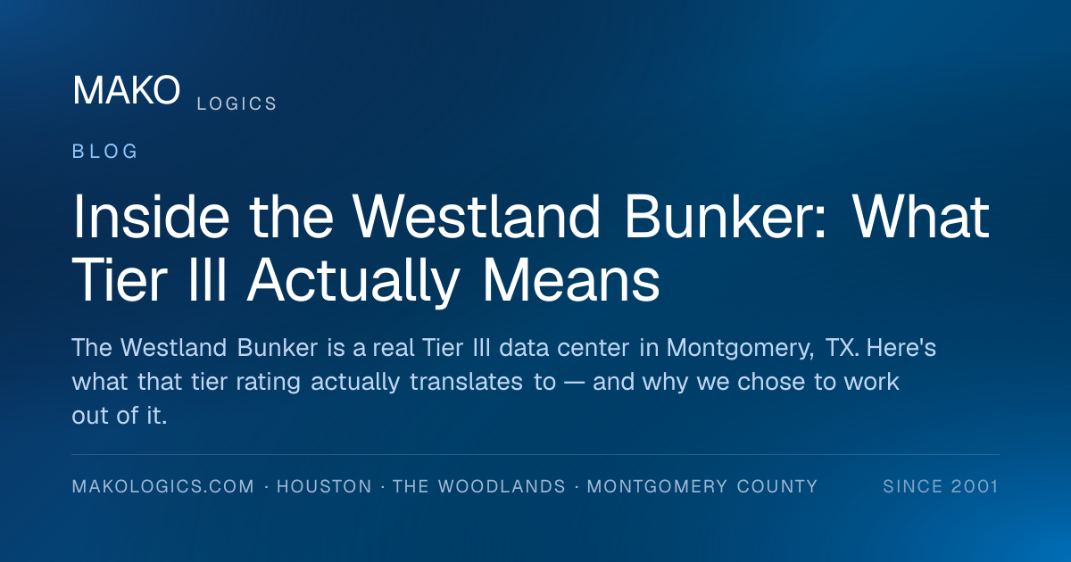 Inside the Westland Bunker: What Tier III Actually Means | Mako Logics
